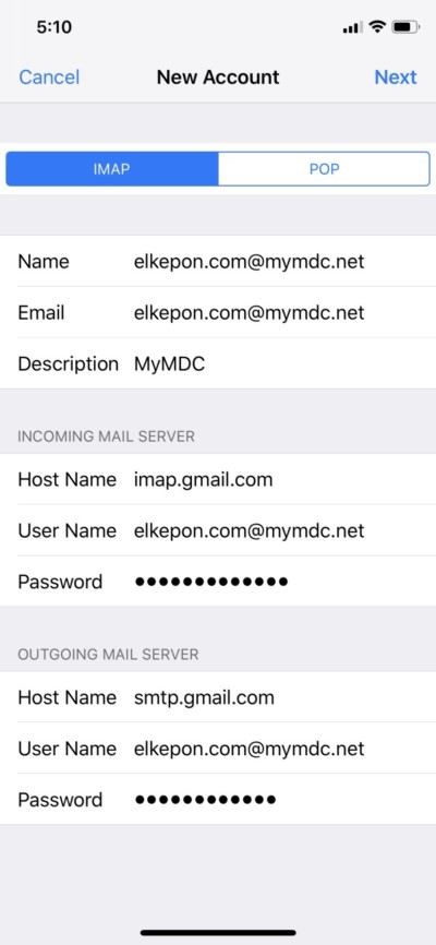 Setup MDC Student email on Iphone